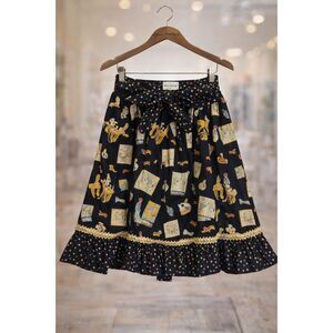 Vintage April Cornell Apron French Pockets Cottagecore Ruffle Cotton Tie Waist